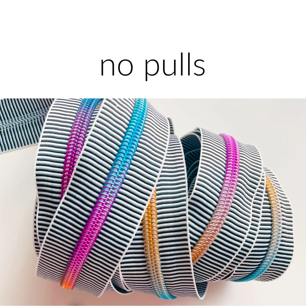 #5 Black White Stripe Zipper Pack with Rainbow Pulls - 3 Yards Continuous Zipper Tape for Bag Making - Image 3