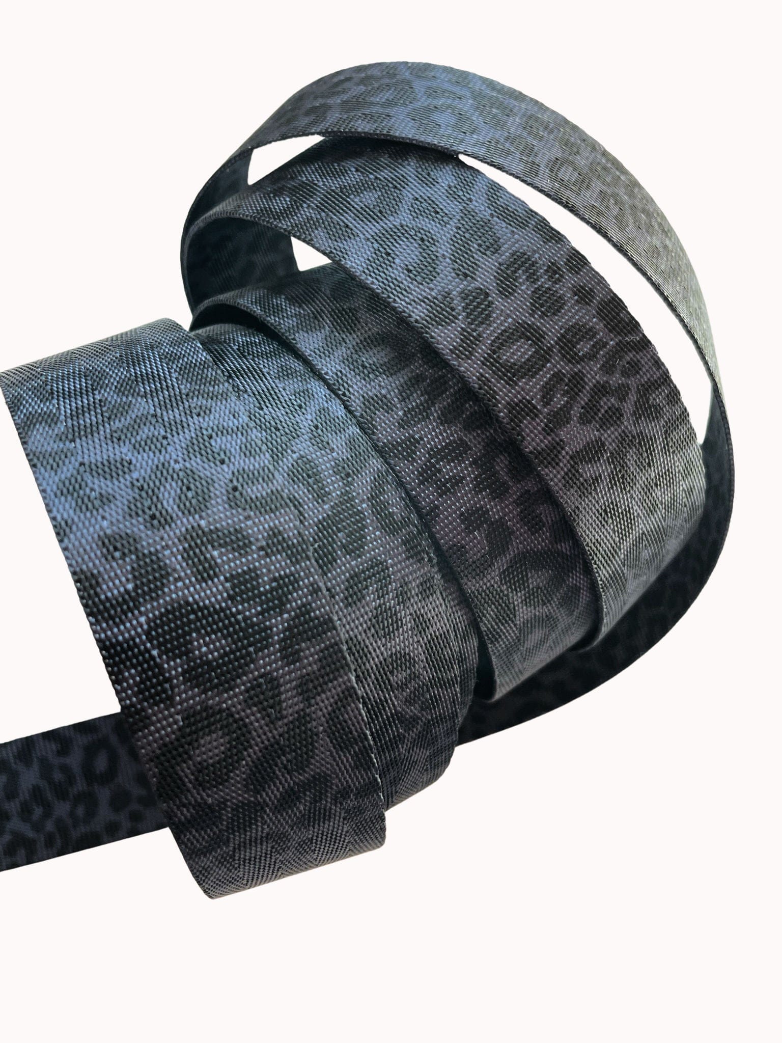 Black & Grey Leopard Print Seatbelt Webbing 1.5" Width - 5 Yard Bundle - Image 3