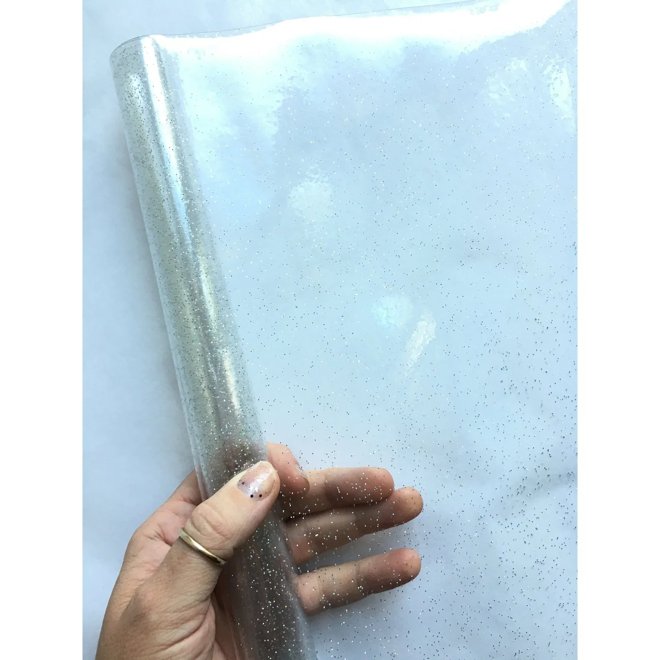 Clear Glitter Vinyl | TPU See-Through Vinyl for Bag Making - Image 4