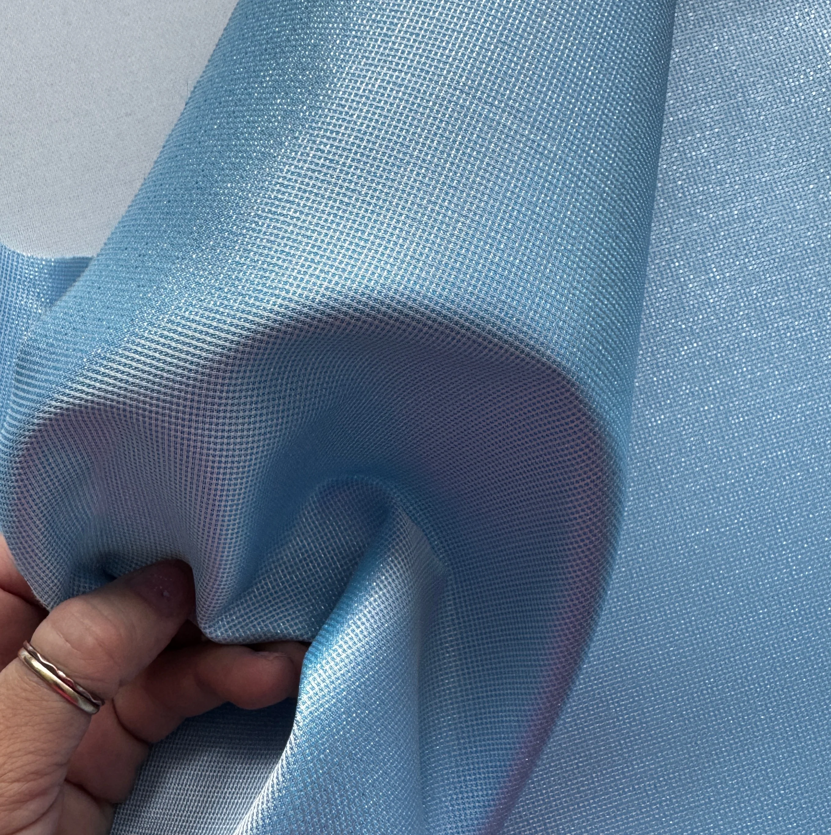 Light Blue Shimmer Fabric / large cut - Image 3