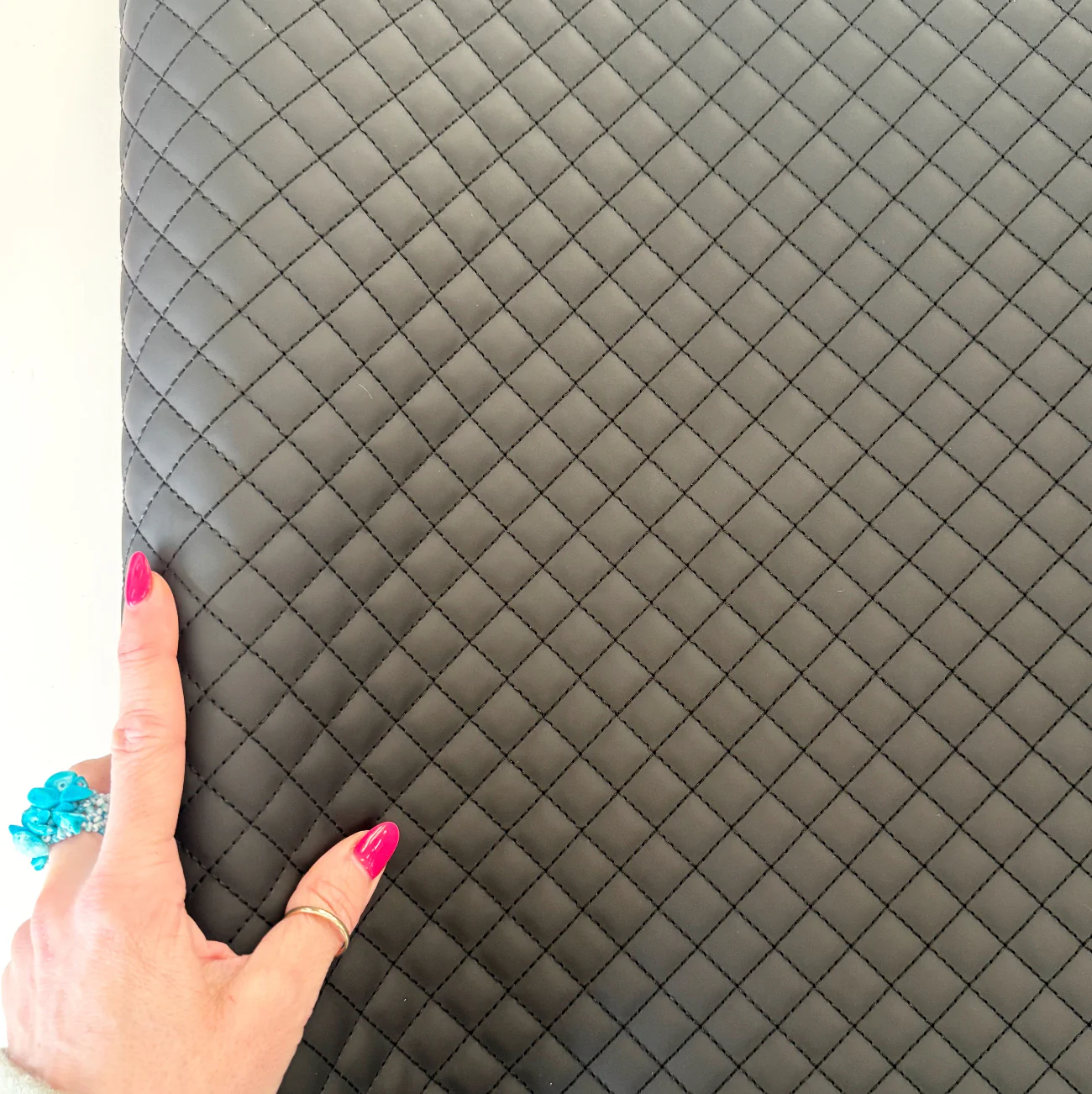 Quilted Vinyl Black - Pre-Quilted Fabric for Bags - Image 3