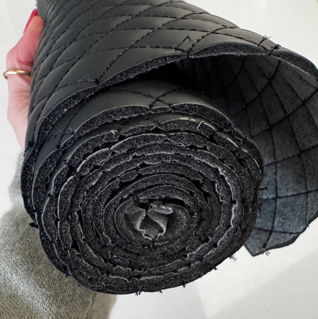 Quilted Vinyl Black - Pre-Quilted Fabric for Bags - Image 4