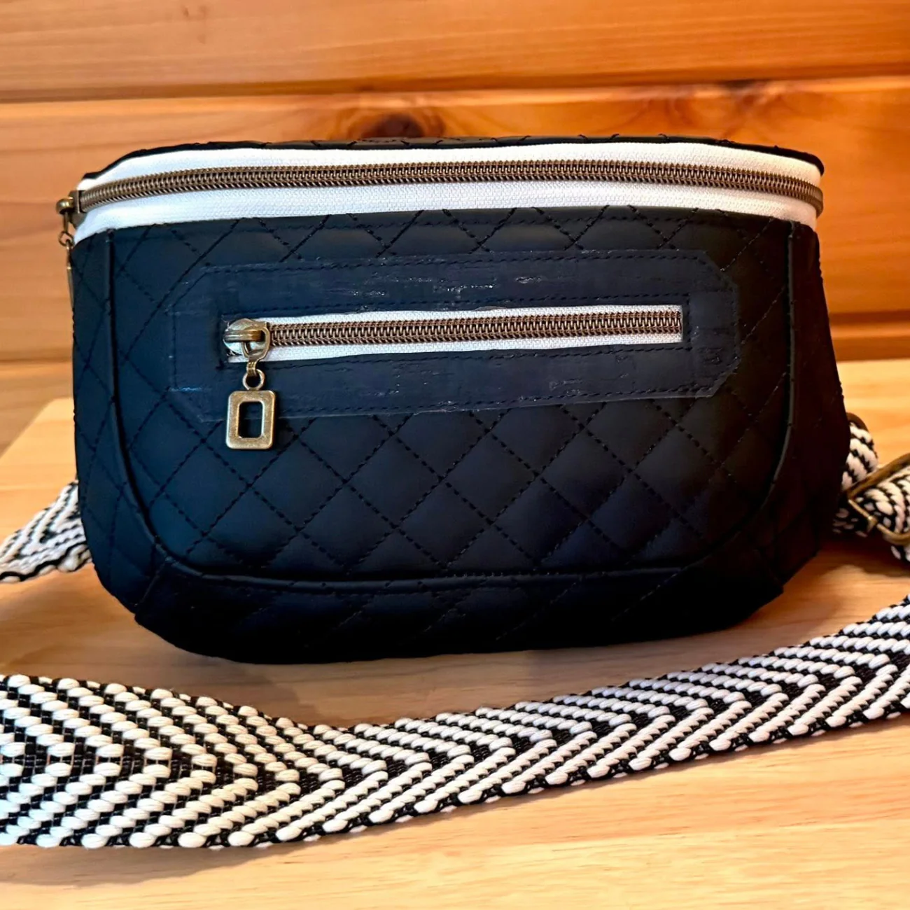 Quilted Vinyl Black - Pre-Quilted Fabric for Bags - Image 5